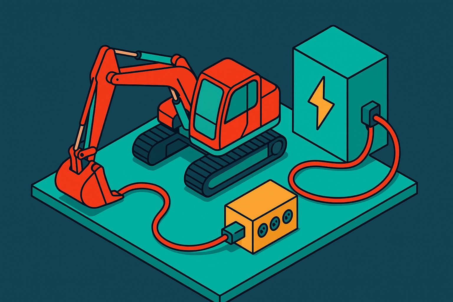 Cover illustration for “Electrification of Construction Equipment and Jobsite Operations”