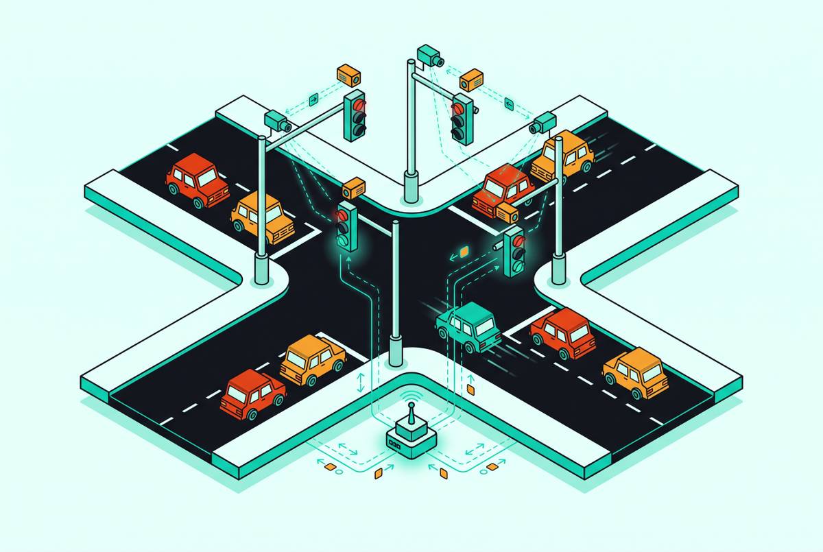 Cover illustration for “Adaptive Traffic Signal Control Systems”
