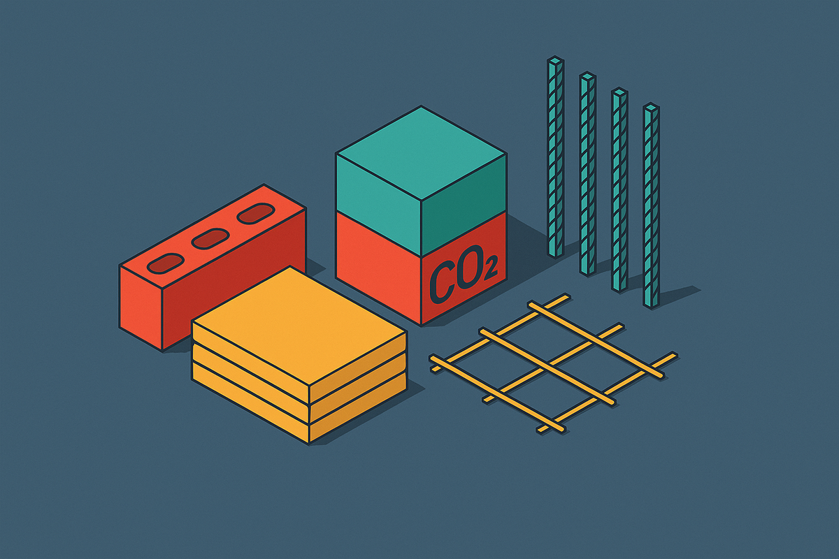 Cover illustration for “Embodied Carbon in Building Materials”