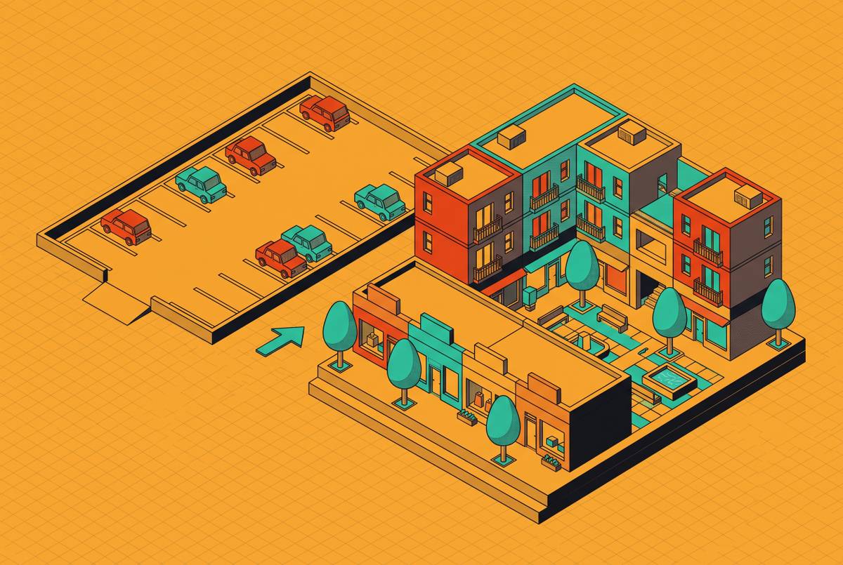 Cover illustration for “Parking Lot to Mixed-Use Conversion”