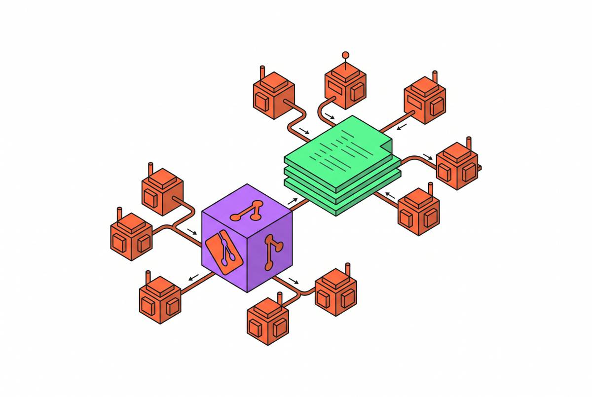 Cover illustration for “Agents-as-Code With YAML Configuration in Git Repositories”