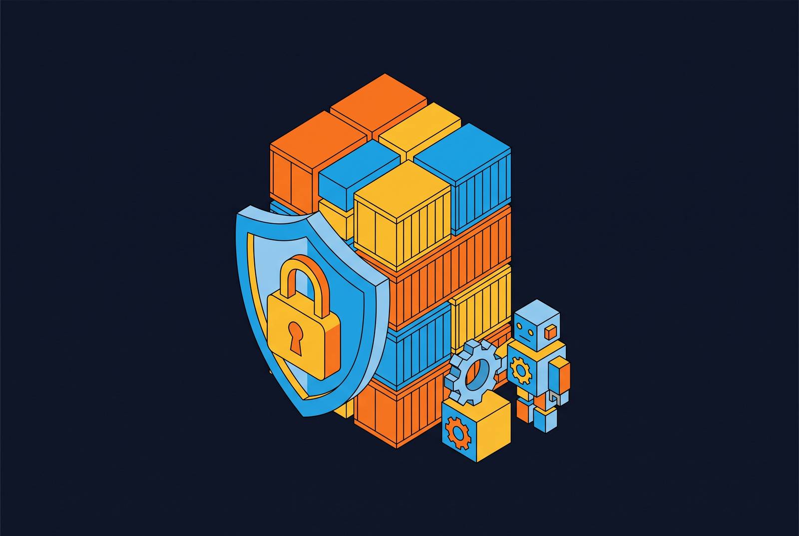 Cover illustration for “Hardening Container Images for Coding Agent Runtimes”