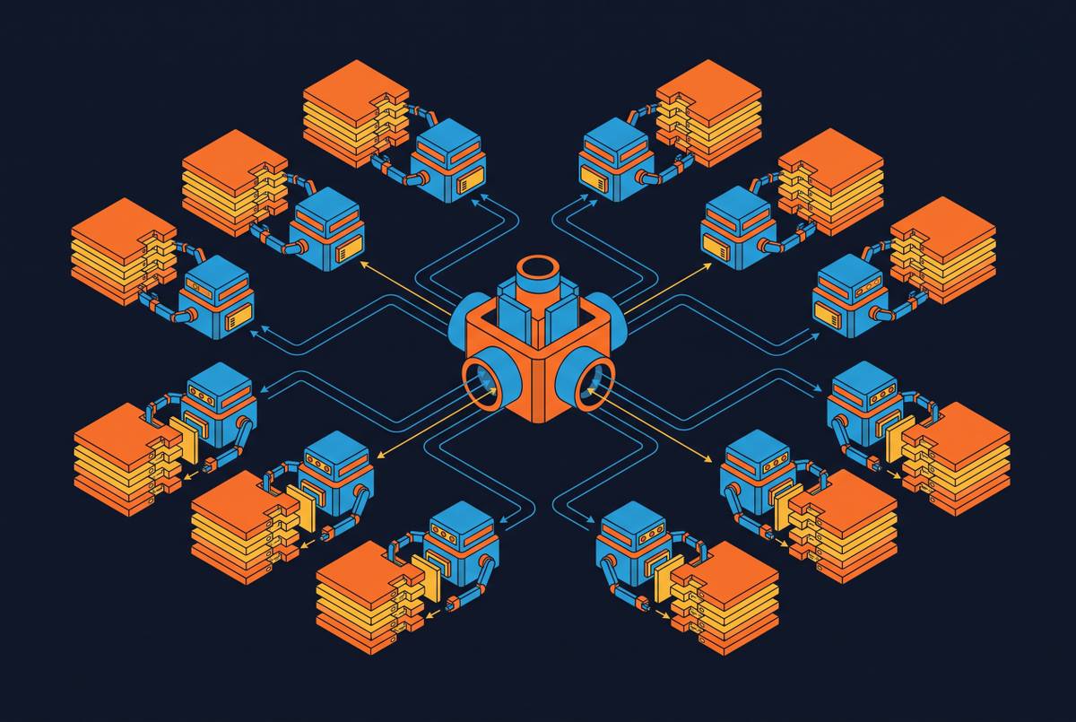 Cover illustration for “Agent Swarm Coordination for Parallel Repository Tasks”