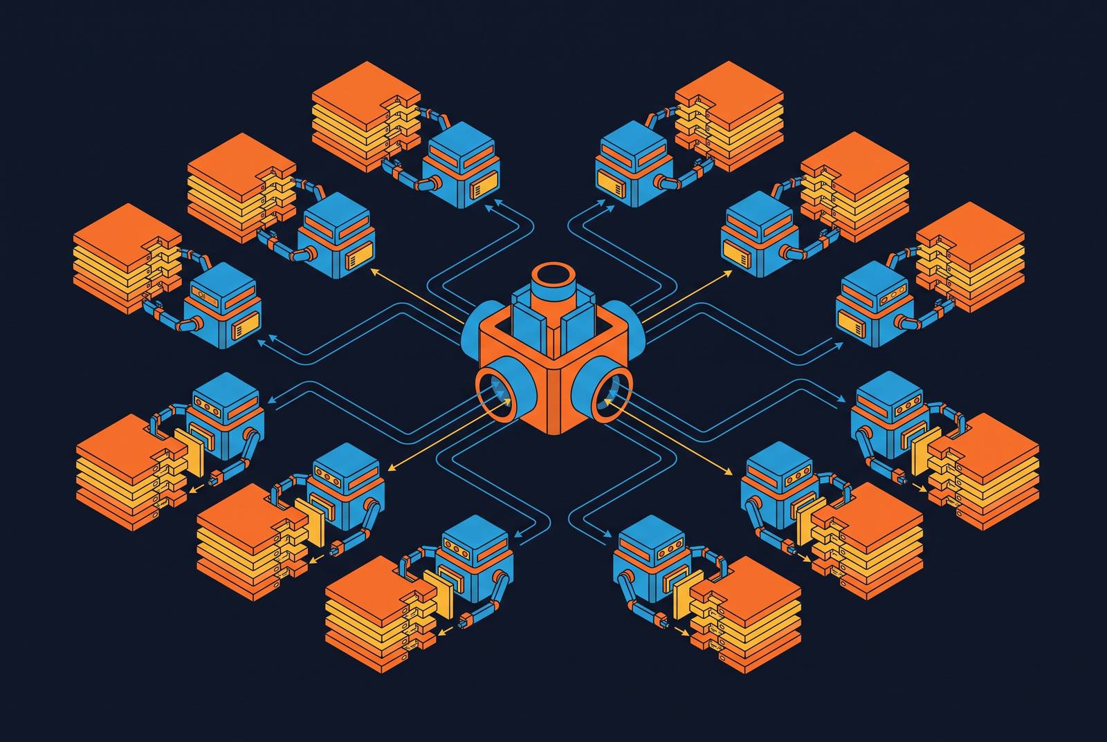 Cover illustration for “Agent Swarm Coordination for Parallel Repository Tasks”