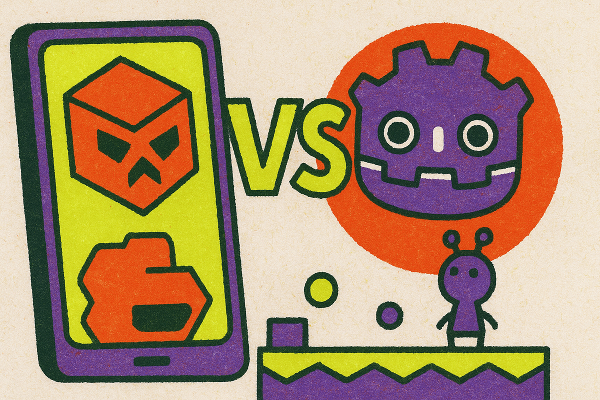Cover illustration for “Defold vs Godot for Lightweight 2D Mobile Game Shipping”