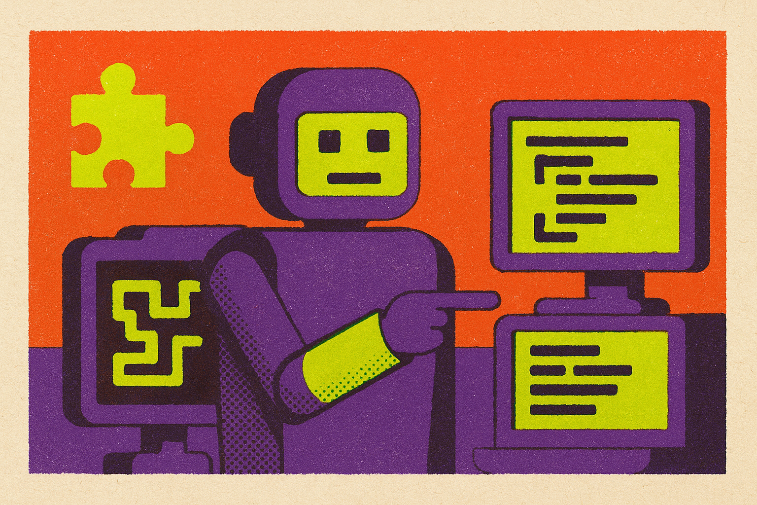 Cover illustration for “AI Coding Agents for Game Logic vs Boilerplate Code Generation”