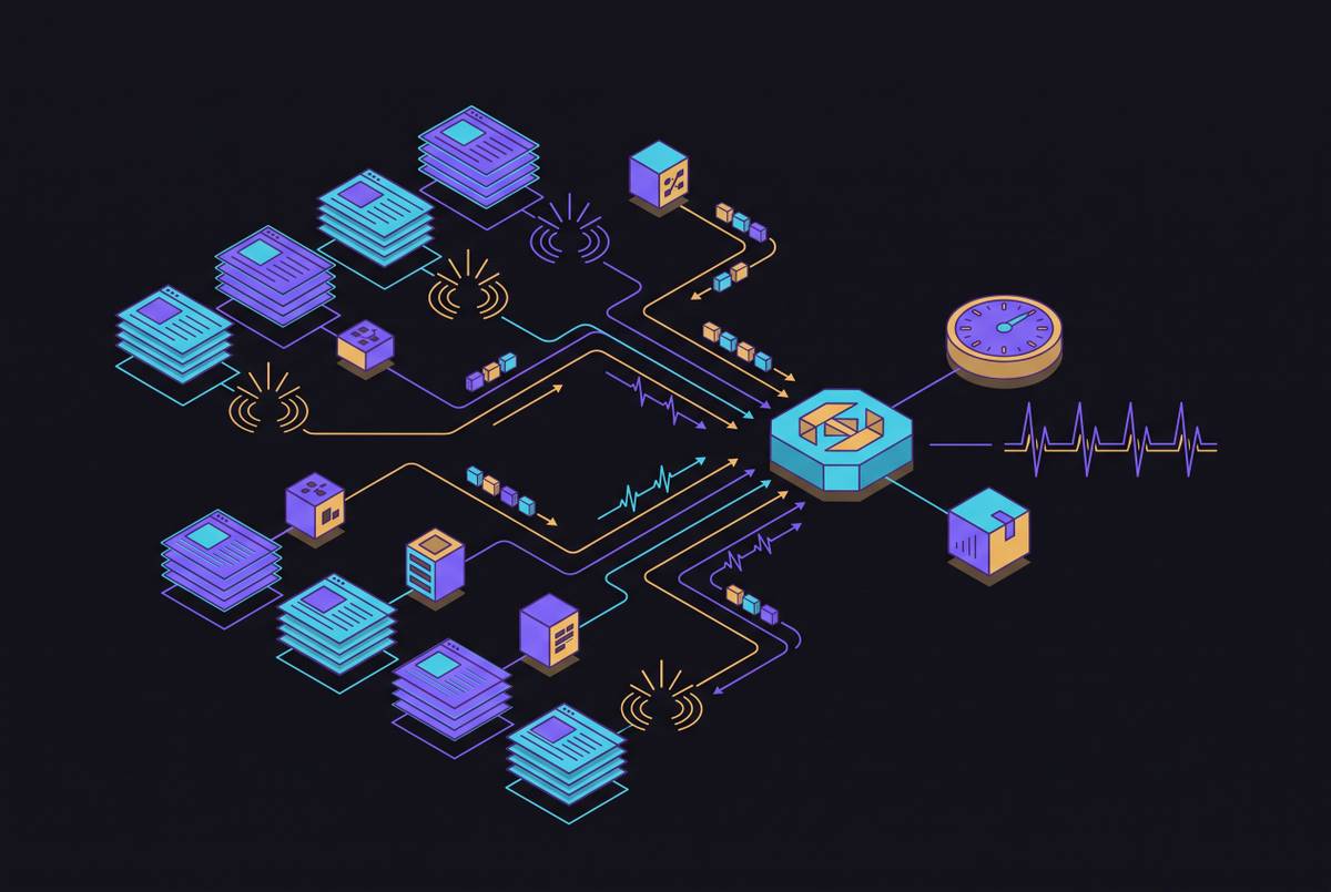 Cover illustration for “Event-Driven Web Retrieval for Time-Sensitive AI Agents”