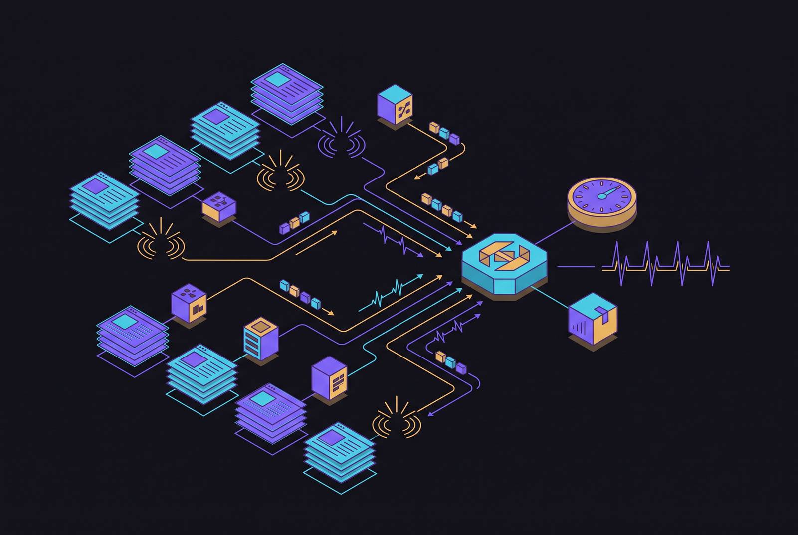 Cover illustration for “Event-Driven Web Retrieval for Time-Sensitive AI Agents”