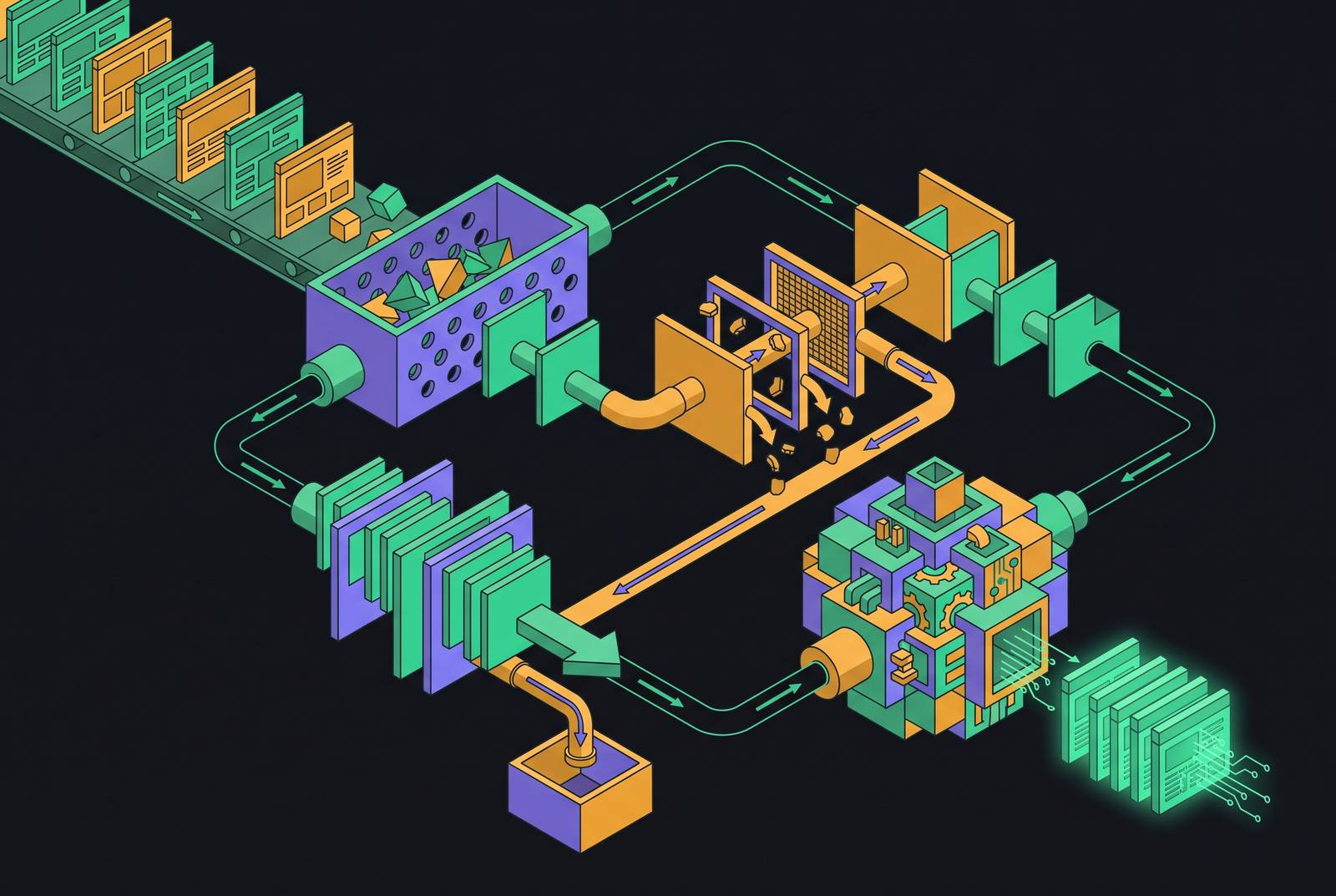Cover illustration for “Content Filtering Pipelines for Web-Retrieved LLM Context”