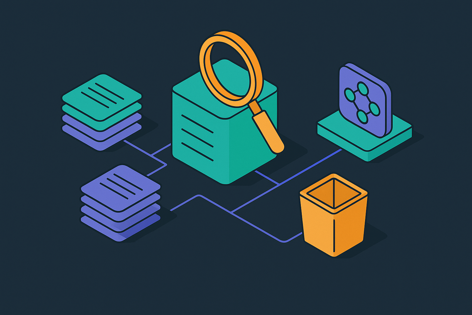 Cover illustration for “Deduplication Strategies for Web-Scale AI Training and Retrieval Corpora”