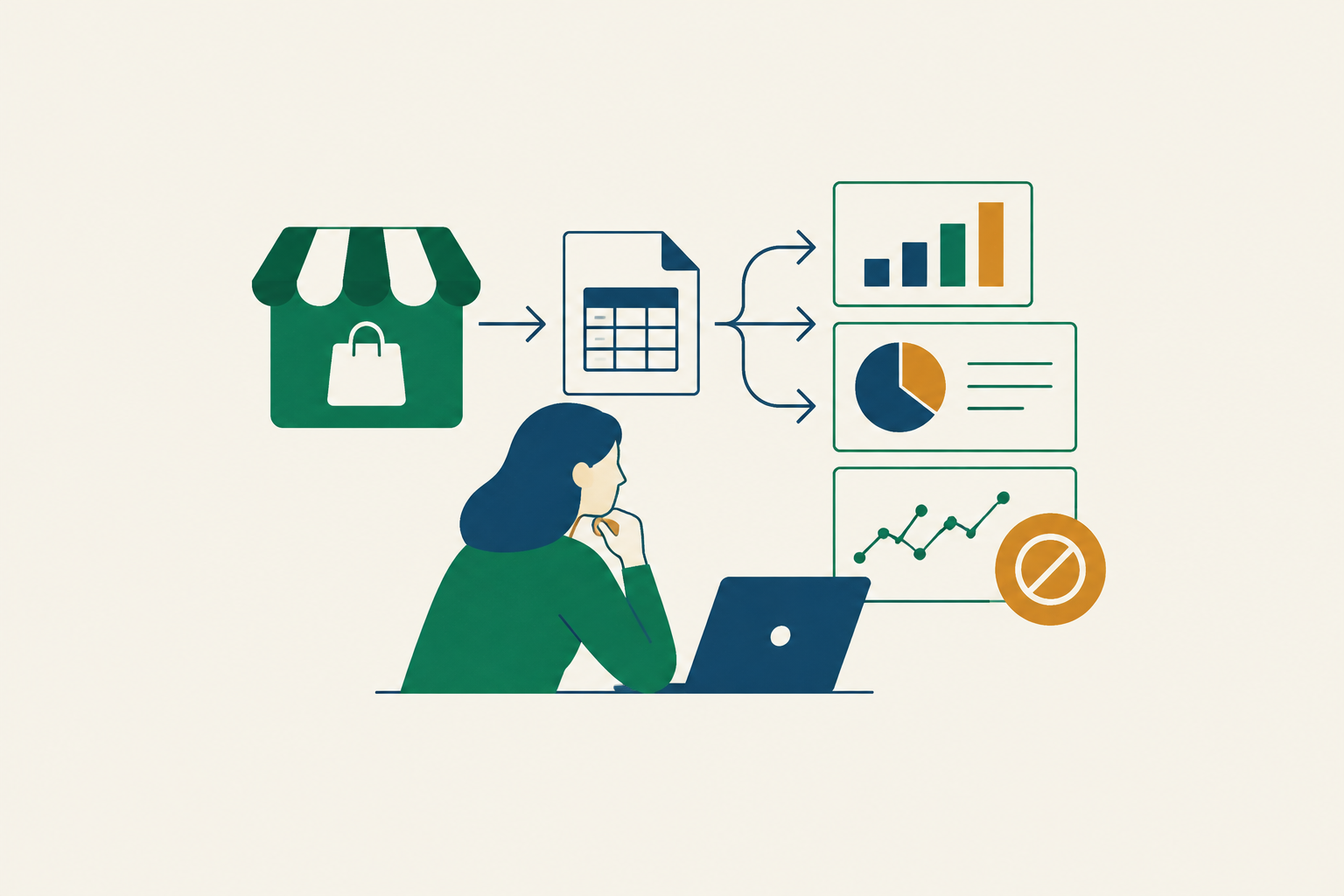 Cover illustration for “Shopify Data Export Options and Their Analytical Limitations”