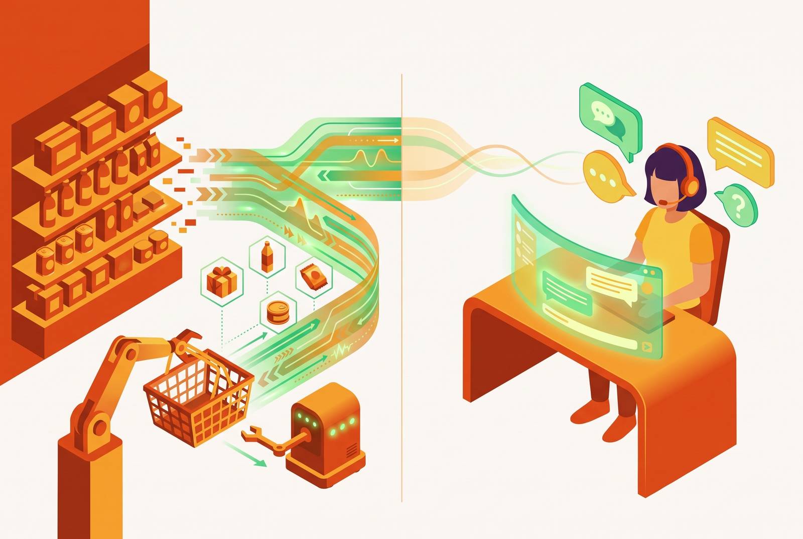 Cover illustration for “AI Sales Rep on a DTC Storefront vs Live Chat Support”
