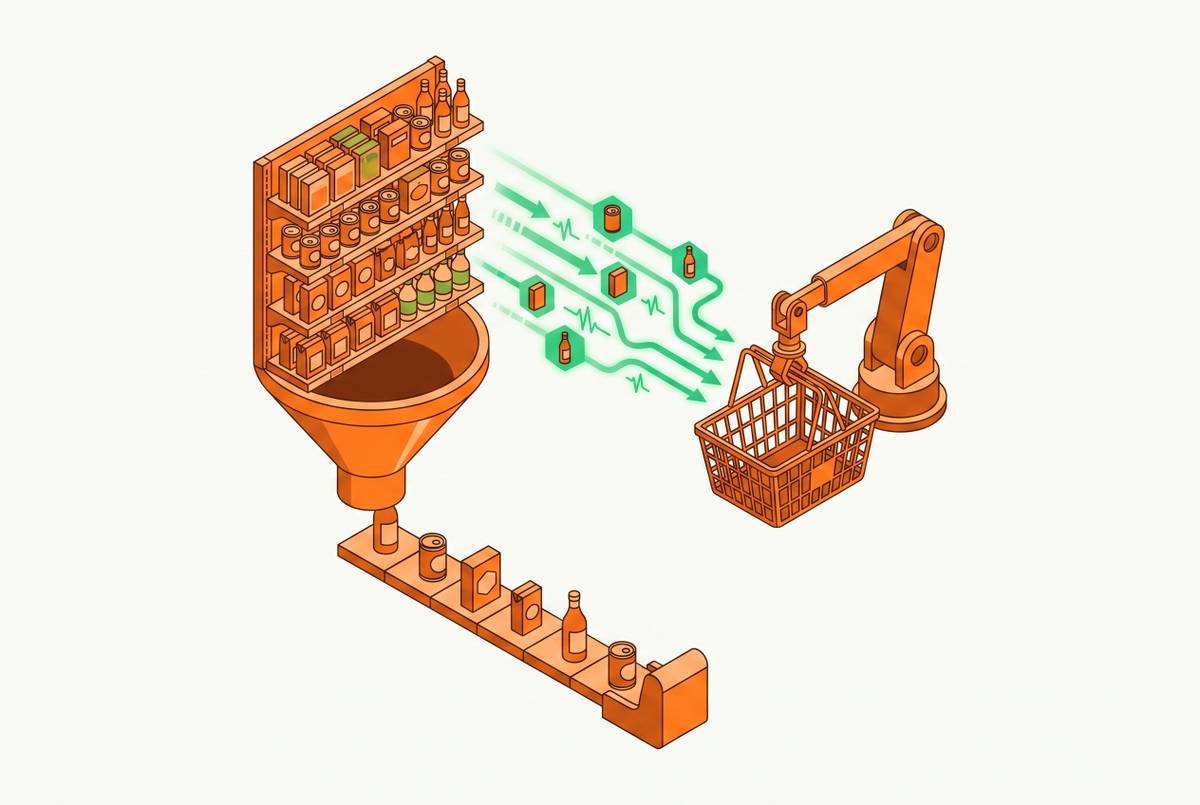 Cover illustration for “AI Agent Commerce vs Traditional Conversion Funnel”