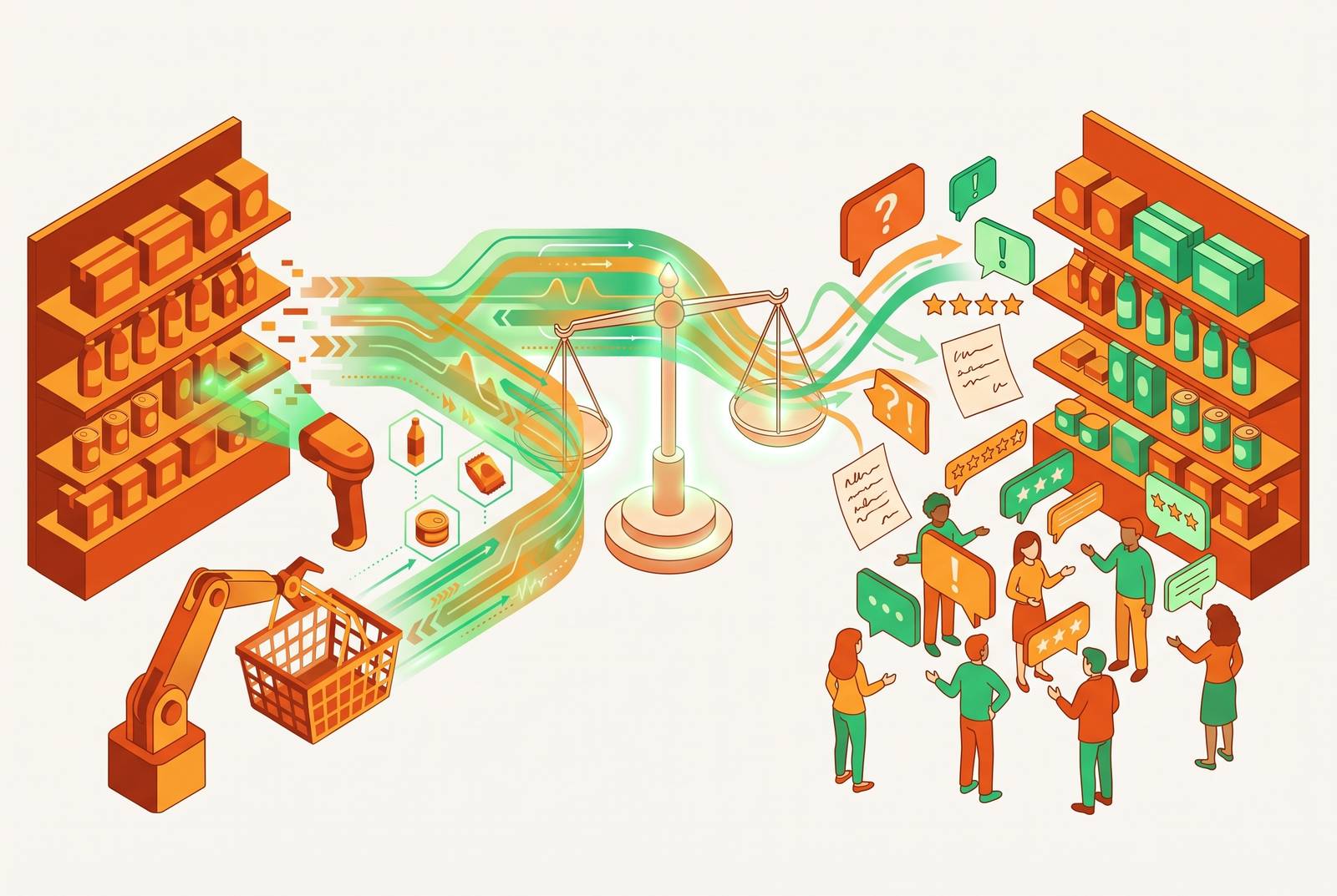 Cover illustration for “Shopper Trust in AI Recommendations vs Human Reviews”