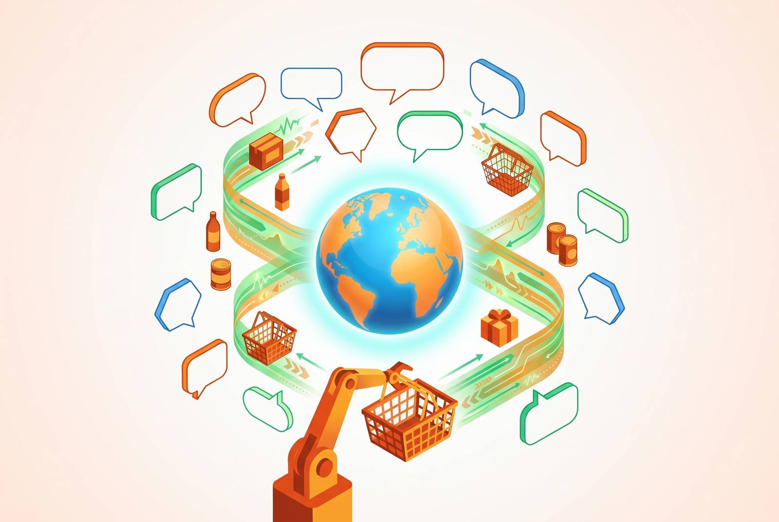 Cover illustration for “Multilingual AI Shopping Assistants for DTC Brands Expanding Globally”