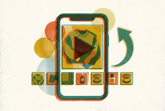 Cover illustration for “Image and Video Sequencing on Mobile PDP for DTC Apparel and Beauty”