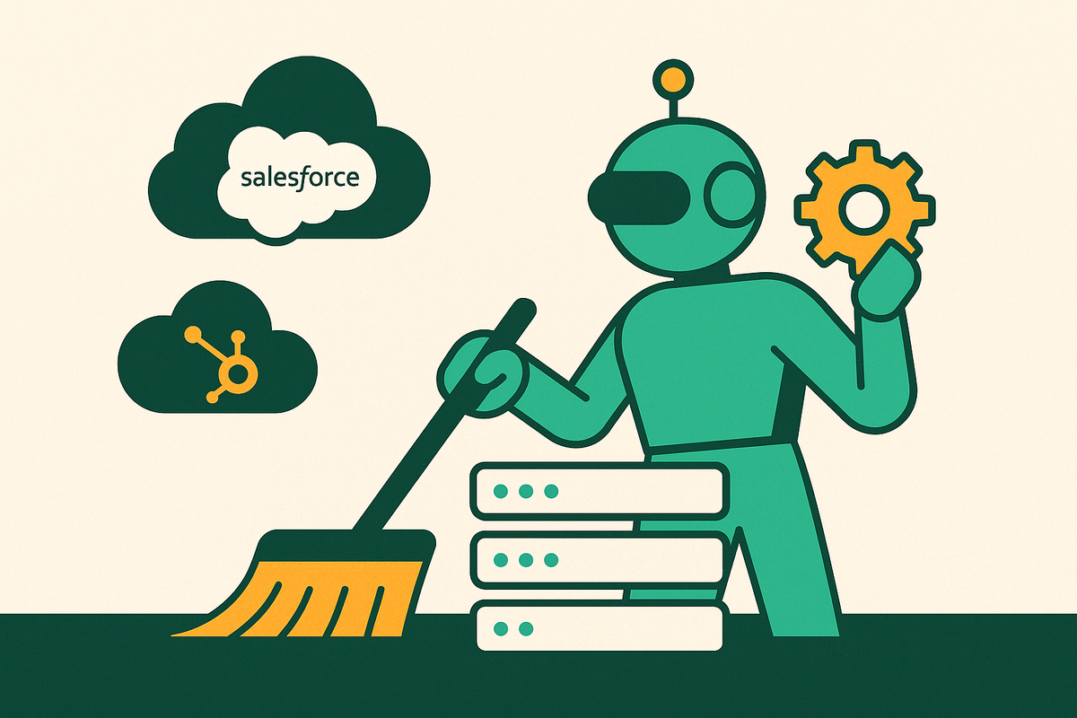 Cover illustration for “CRM Data Hygiene Automation in Salesforce and HubSpot”