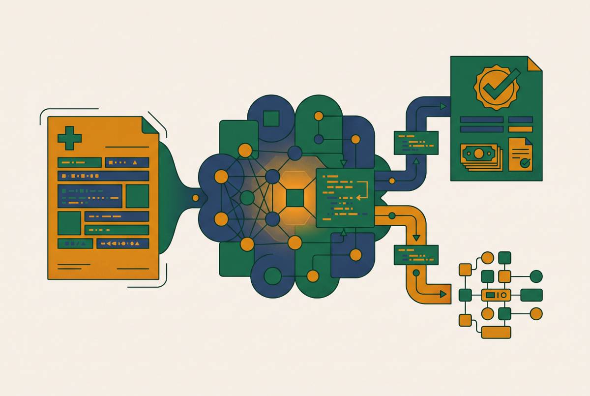 Cover illustration for “Large Language Models in Medical Coding Assistance and Payer Response”