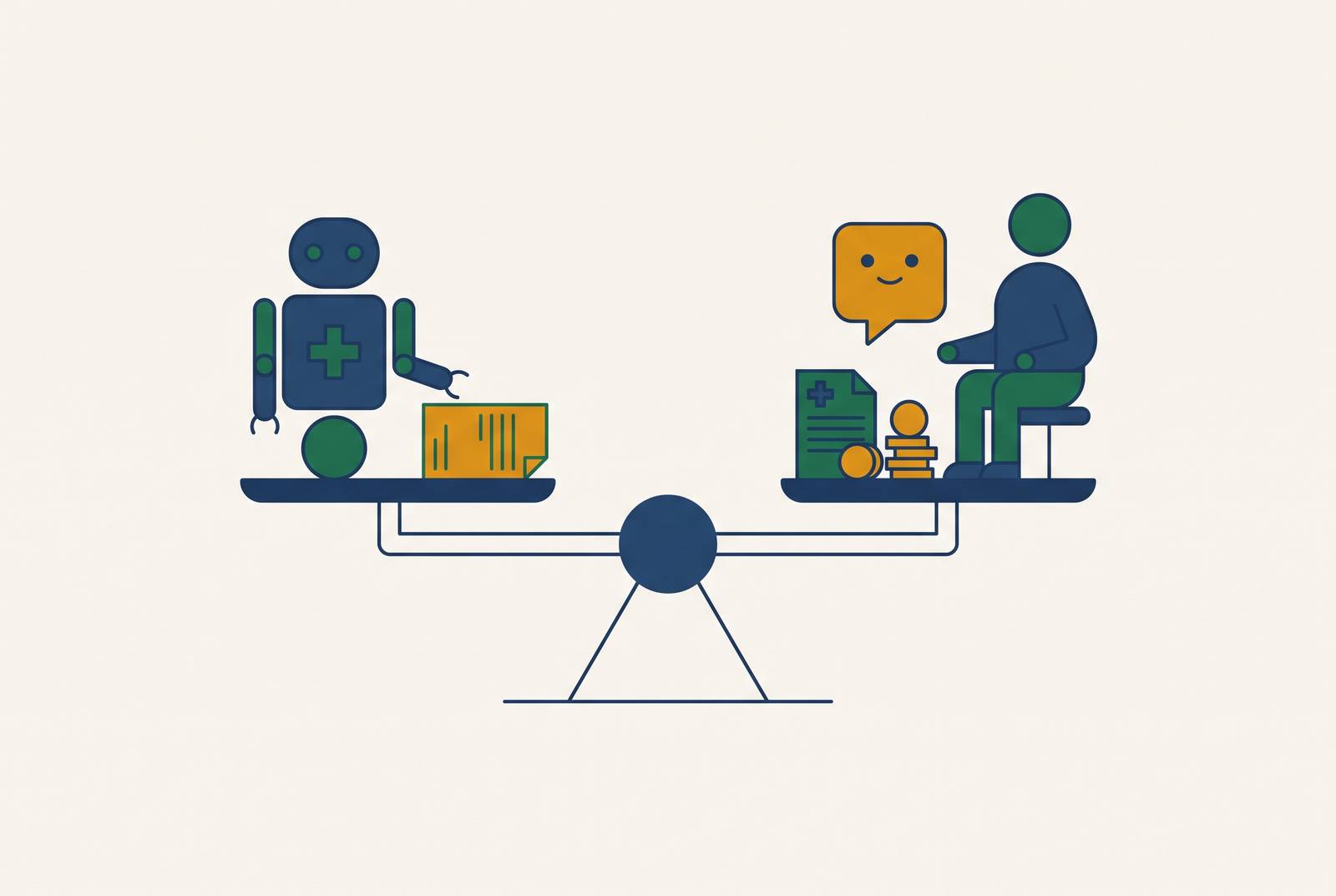 Cover illustration for “AI Medical Billing Companies Evaluated on Staff Replacement Versus Staff Augmentation Models”
