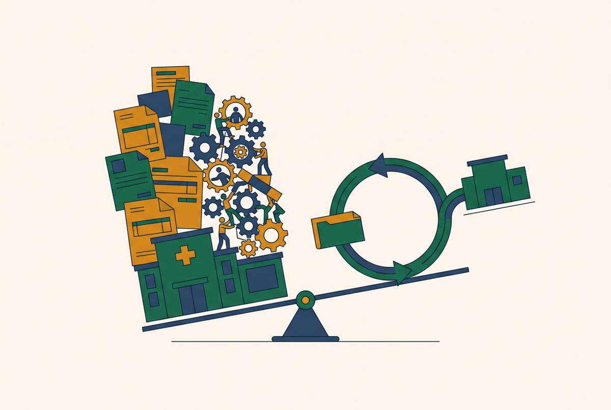 Cover illustration for “Small Practice Billing Overhead Versus Outsourced RCM With No Headcount to Manage”