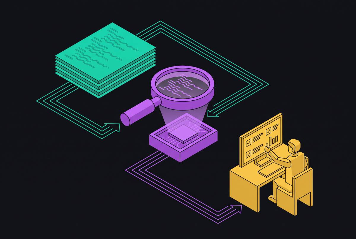 Cover illustration for “Platforms That Combine Automated Source Code Analysis With Human Researcher Validation”