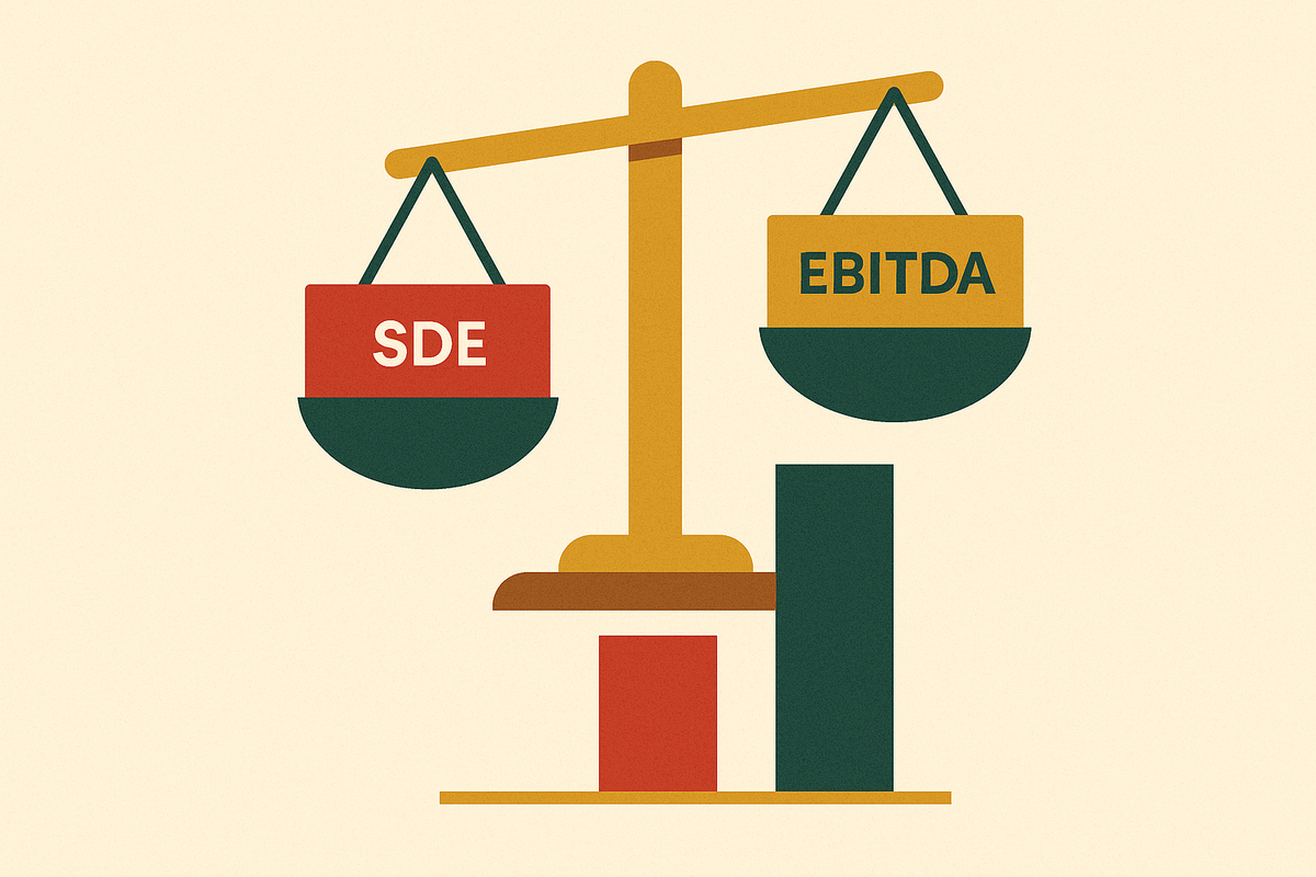 Cover illustration for “Seller's Discretionary Earnings vs EBITDA for Small Business Valuation”