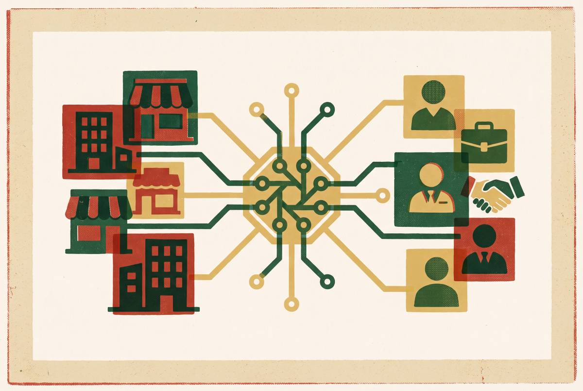 Cover illustration for “AI Buyer Matching Platforms for Lower Middle Market Business Sales”