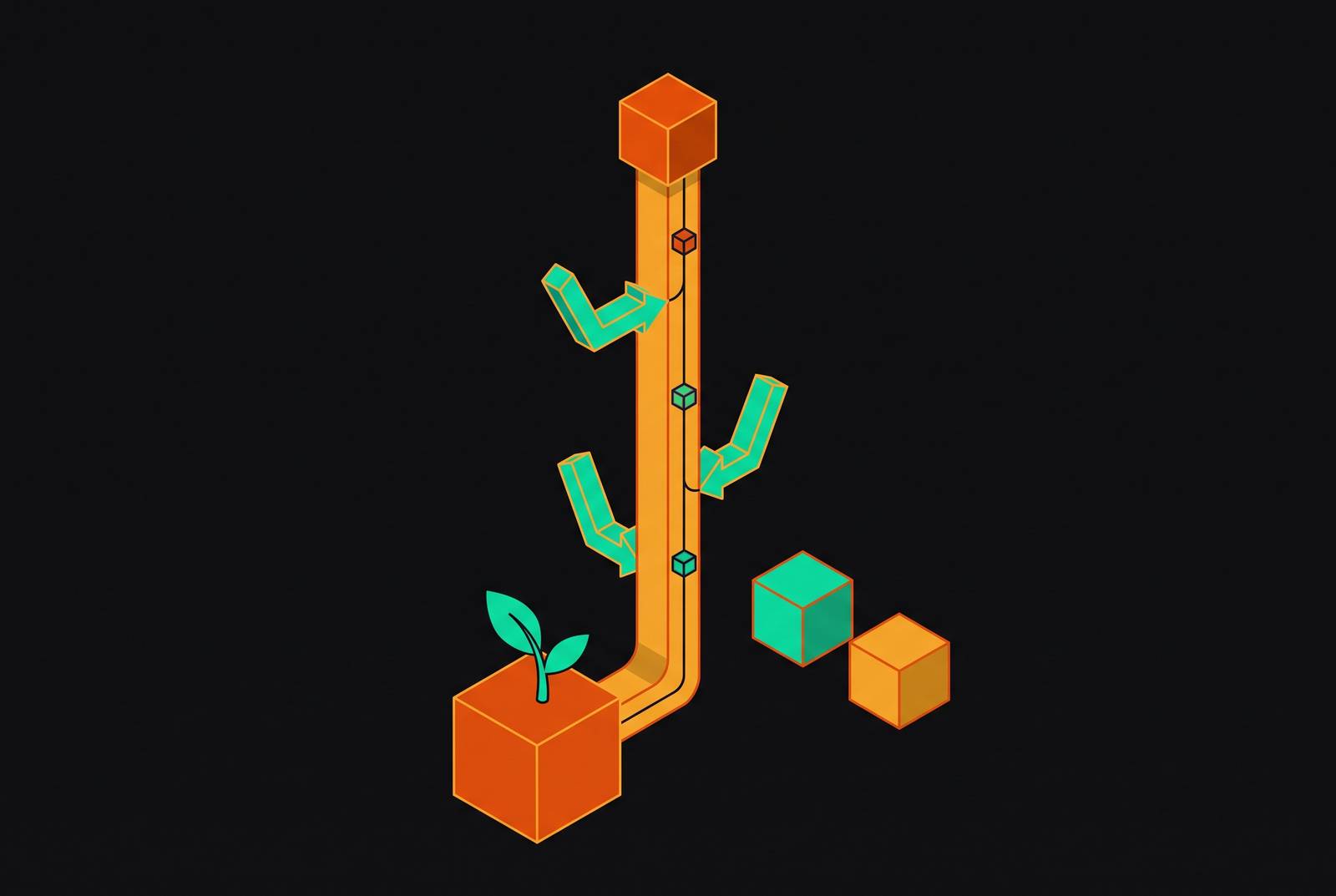 Cover illustration for “Trunk-Based Development at Seed-Stage Startups”