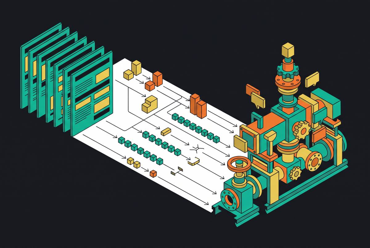 Cover illustration for “Equipment Spec Extraction from Manufacturer PDFs into Design Models”