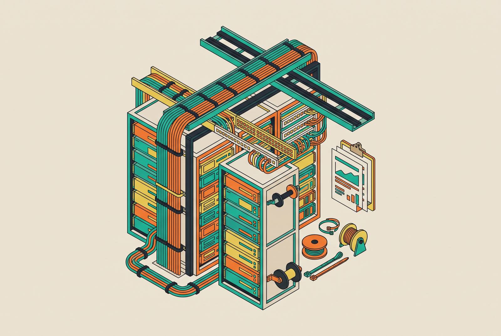 Cover illustration for “Cable Management Documentation in Data Center Projects”