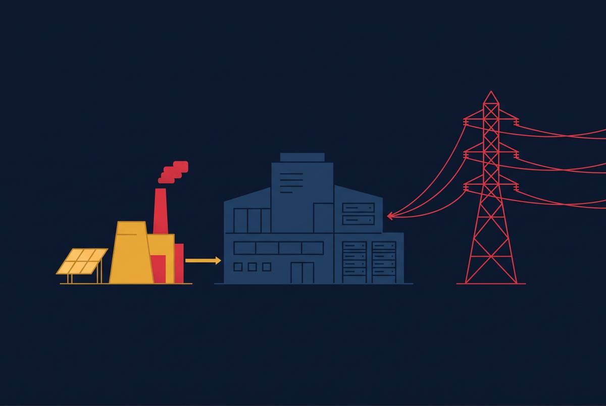 Cover illustration for “Behind-the-Meter Generation vs. Grid-Served Power for Large Campuses”