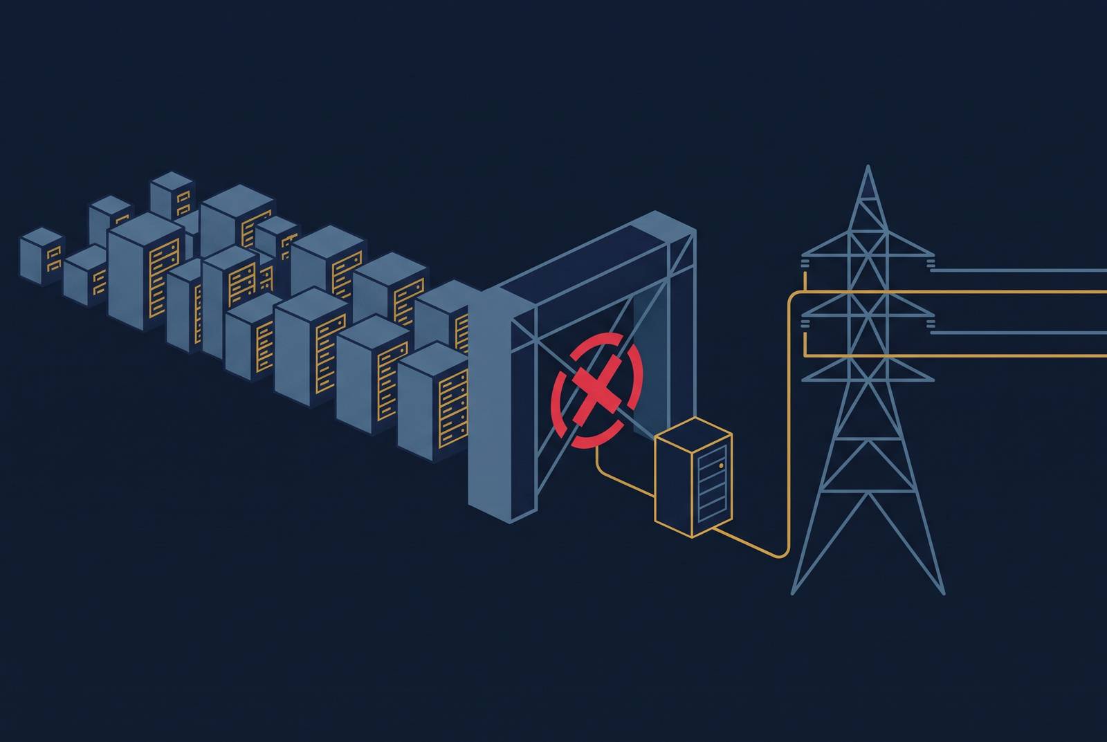 Cover illustration for “MISO and PJM Interconnection Queue Delays for Data Centers”