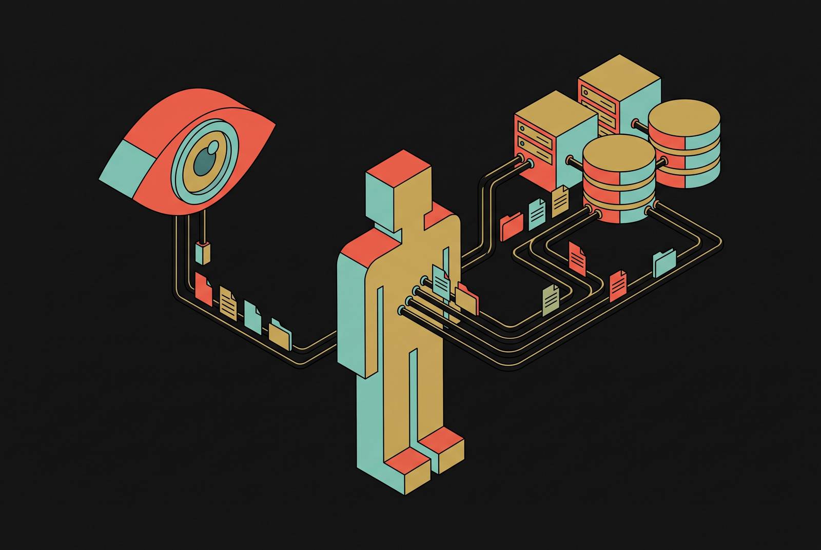 Cover illustration for “AI Data Risks for Whistleblowers and Activists”