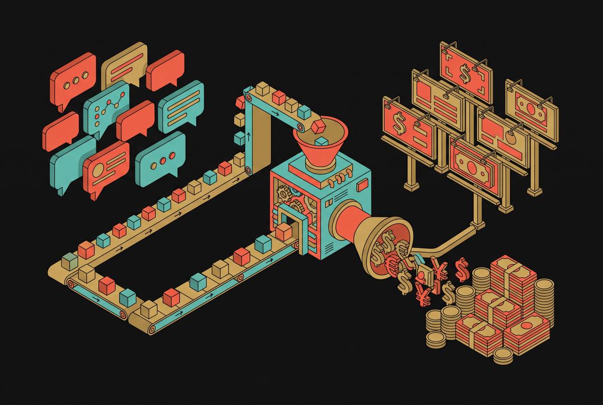 Cover illustration for “Advertising Business Models That Depend on AI Conversation Data”