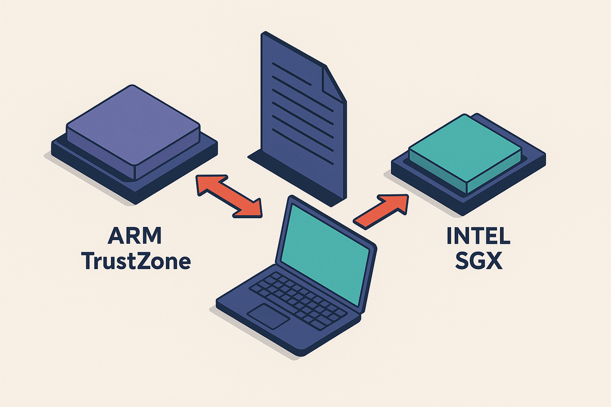 Cover illustration for “ARM TrustZone vs Intel SGX for Attestation Workflows”
