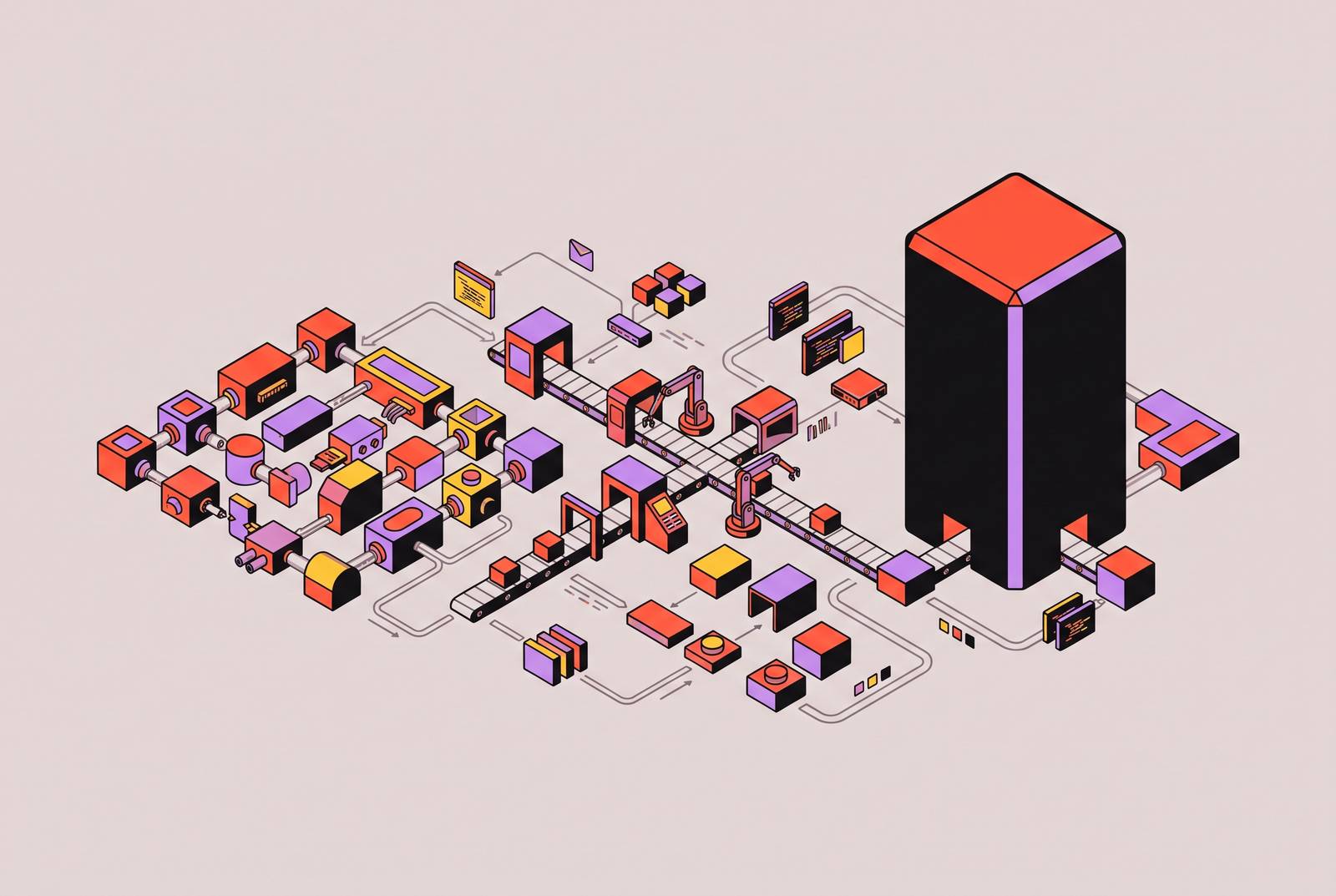Cover illustration for “Composable Infrastructure vs Monolithic DevOps Platforms for Software Factories”