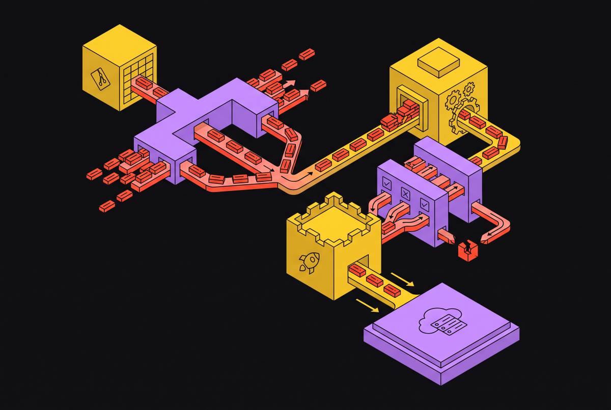 Cover illustration for “CI/CD Pipeline Design for High-Volume Agent PR Output”