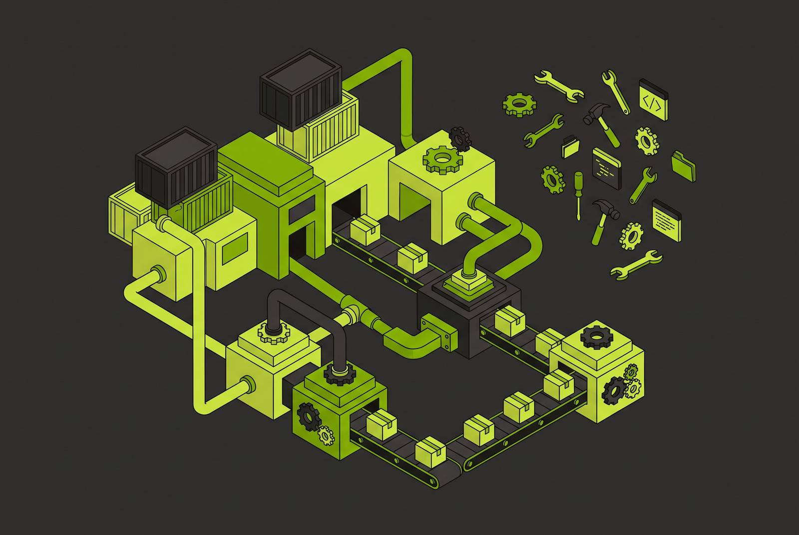 Cover illustration for “What Makes a Software Factory Different From a Standard Engineering Org”