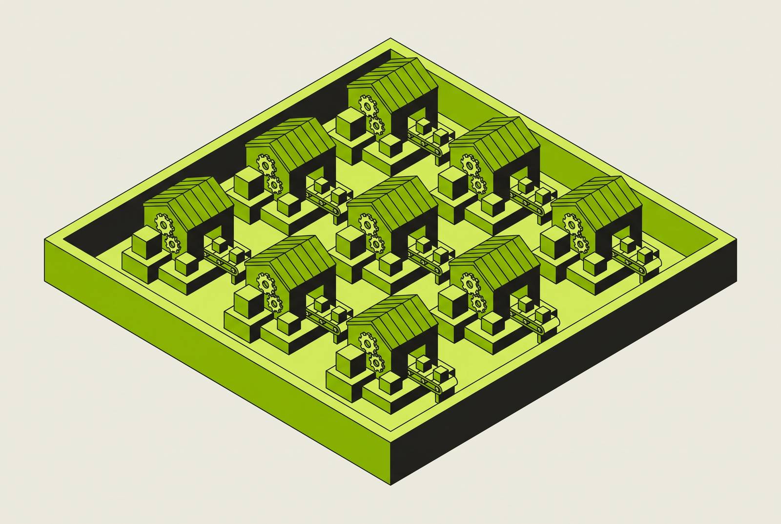 Cover illustration for “How Many Software Factories Are Running Inside a Single Engineering Org”