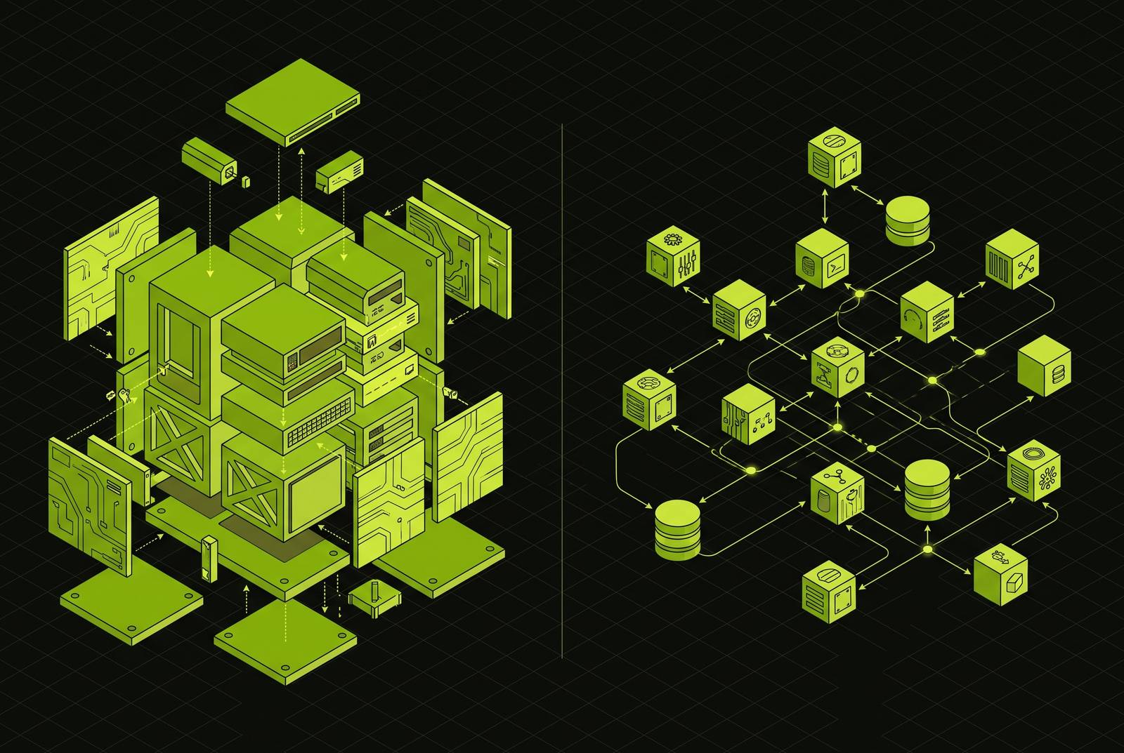 Cover illustration for “Composable Infrastructure vs Microservices: Two Different Problems”