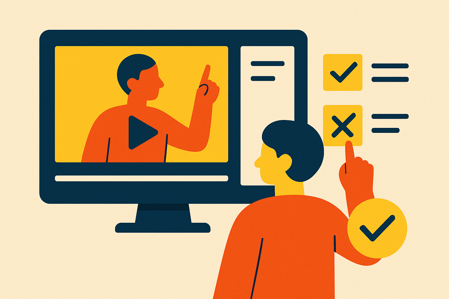 Cover illustration for “Knowledge Checks and Assessments Alongside Software Training Videos”