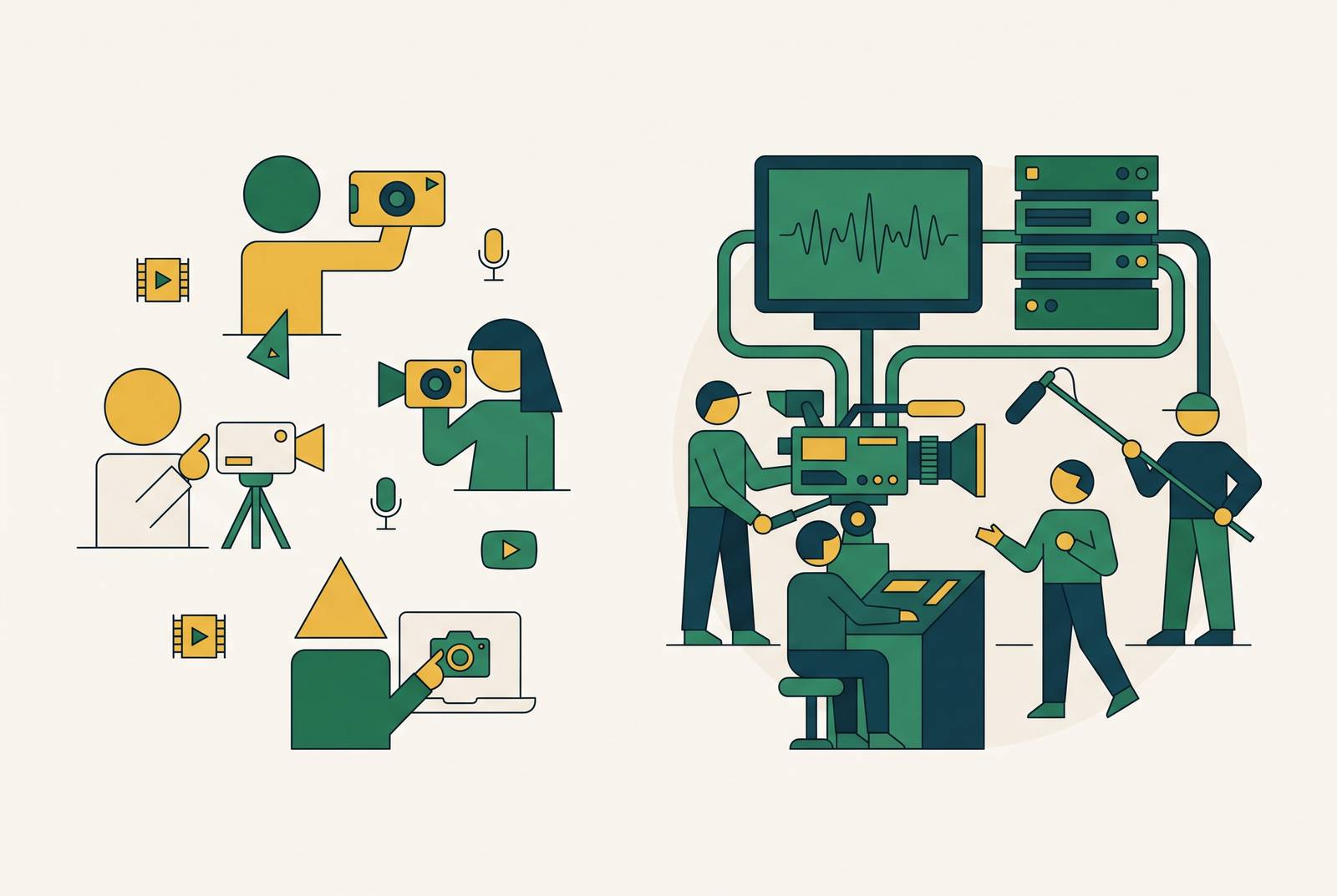 Cover illustration for “Departmental Self-Service Video vs Centralized Production Team”