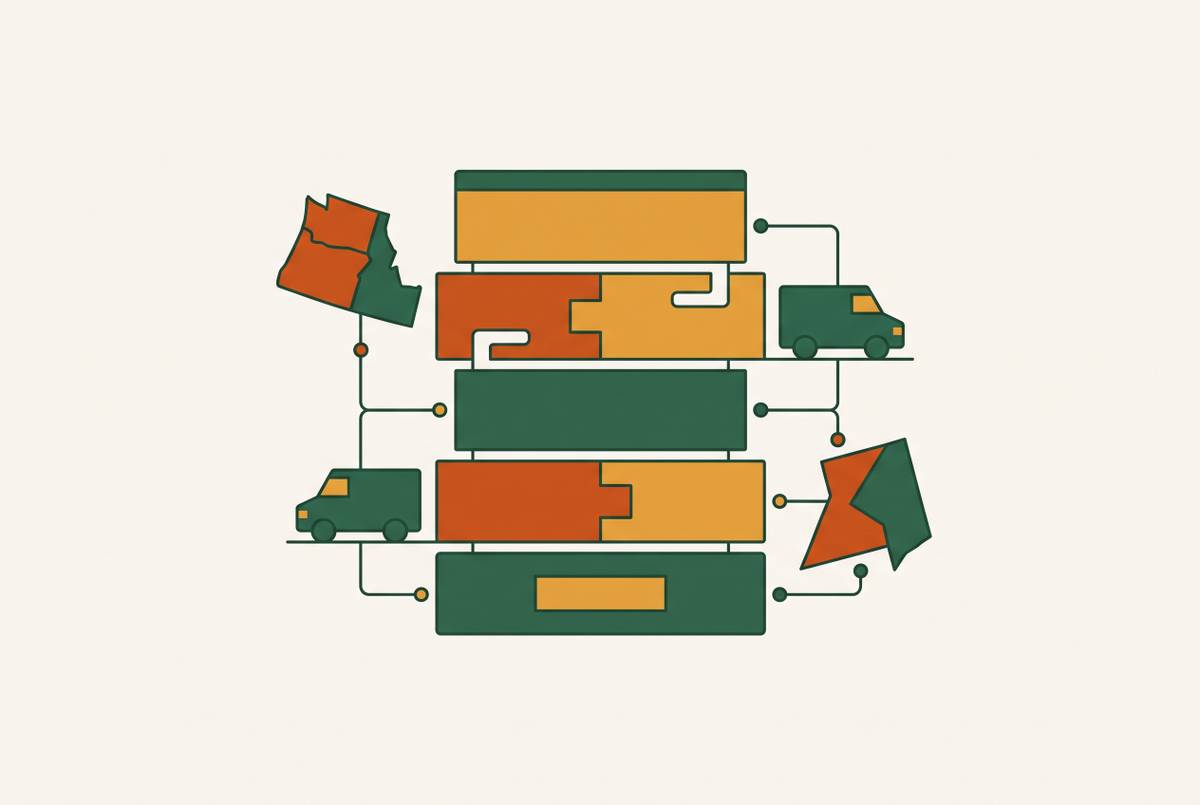 Cover illustration for “compliance stack configurations for multi-state last-mile delivery operators”