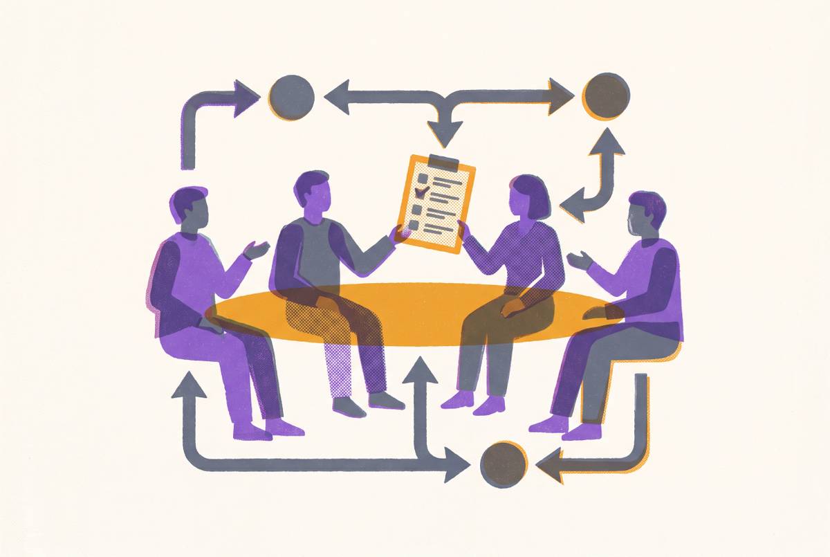 Cover illustration for “Structured Debrief Protocols for Engineering Interview Panels”