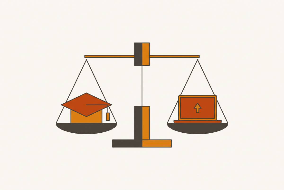 Cover illustration for “Bootcamp-Trained Designers vs Degree Holders in Hiring Decisions”