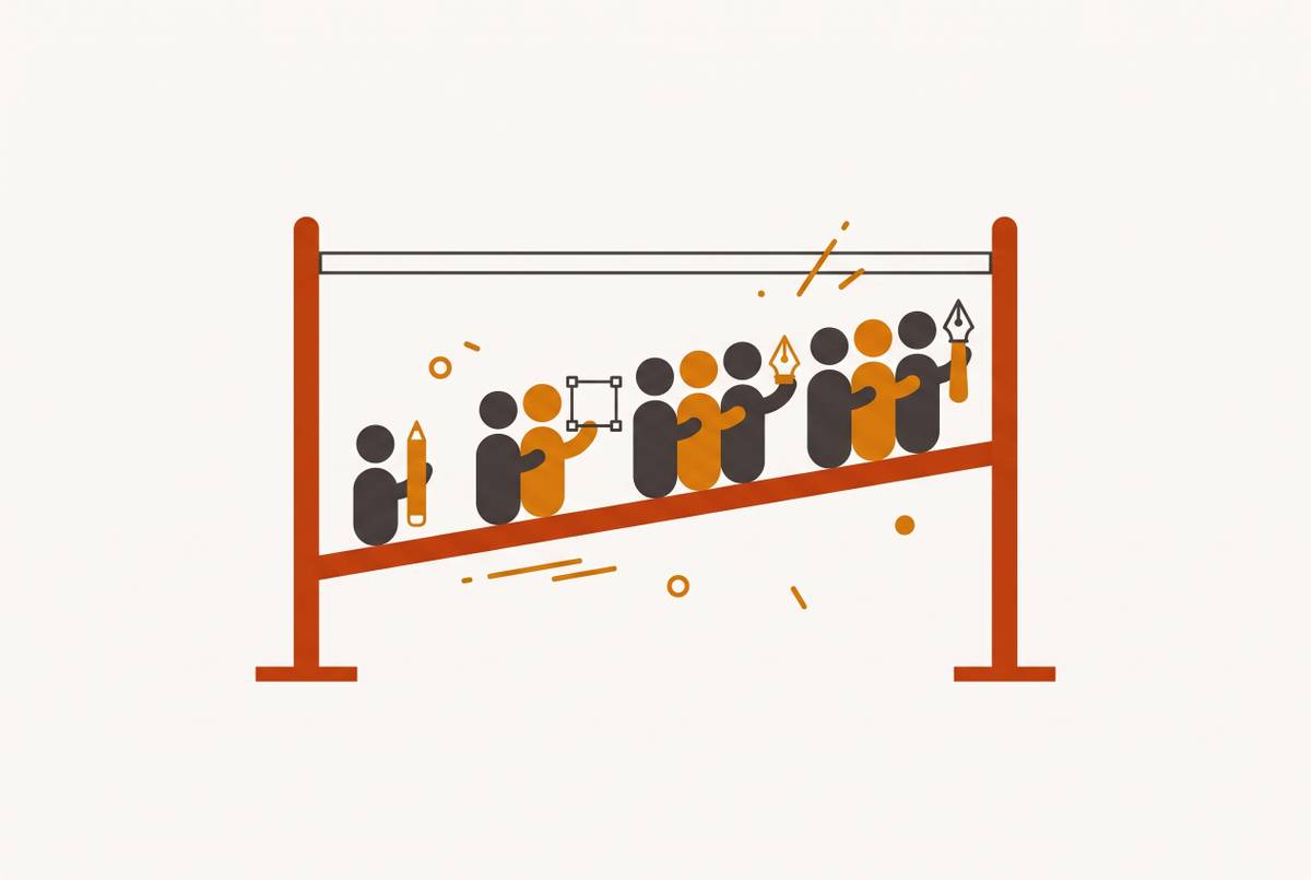Cover illustration for “How Hiring Bar Drift Happens in Growing Design Teams”