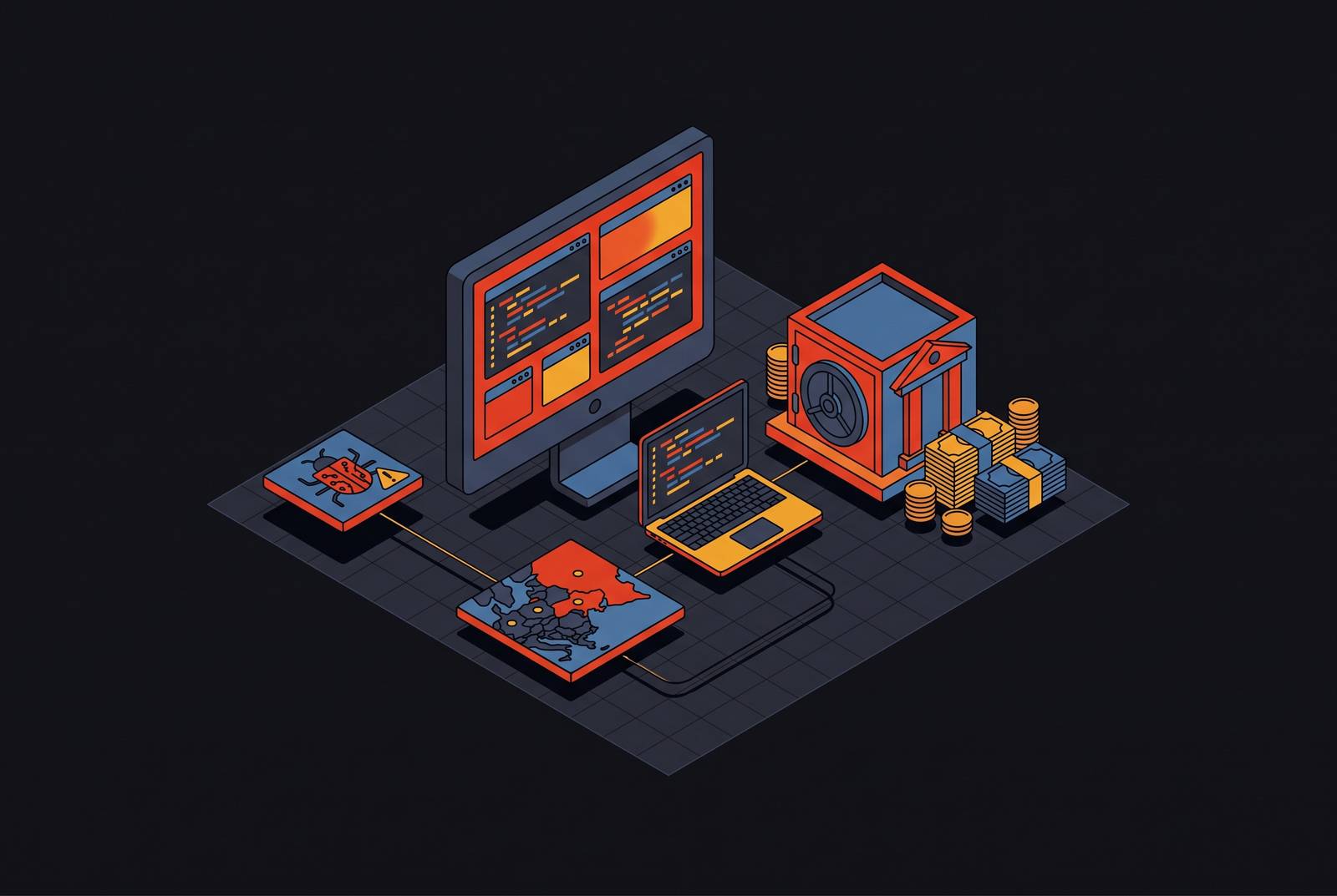 Cover illustration for “Banking Trojan Developer Cases From Eastern Europe”