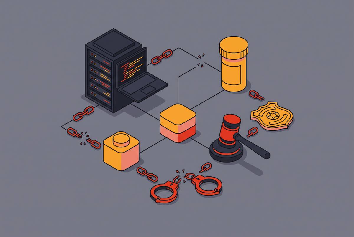 Cover illustration for “Dark Web Fentanyl Vendor Prosecutions”