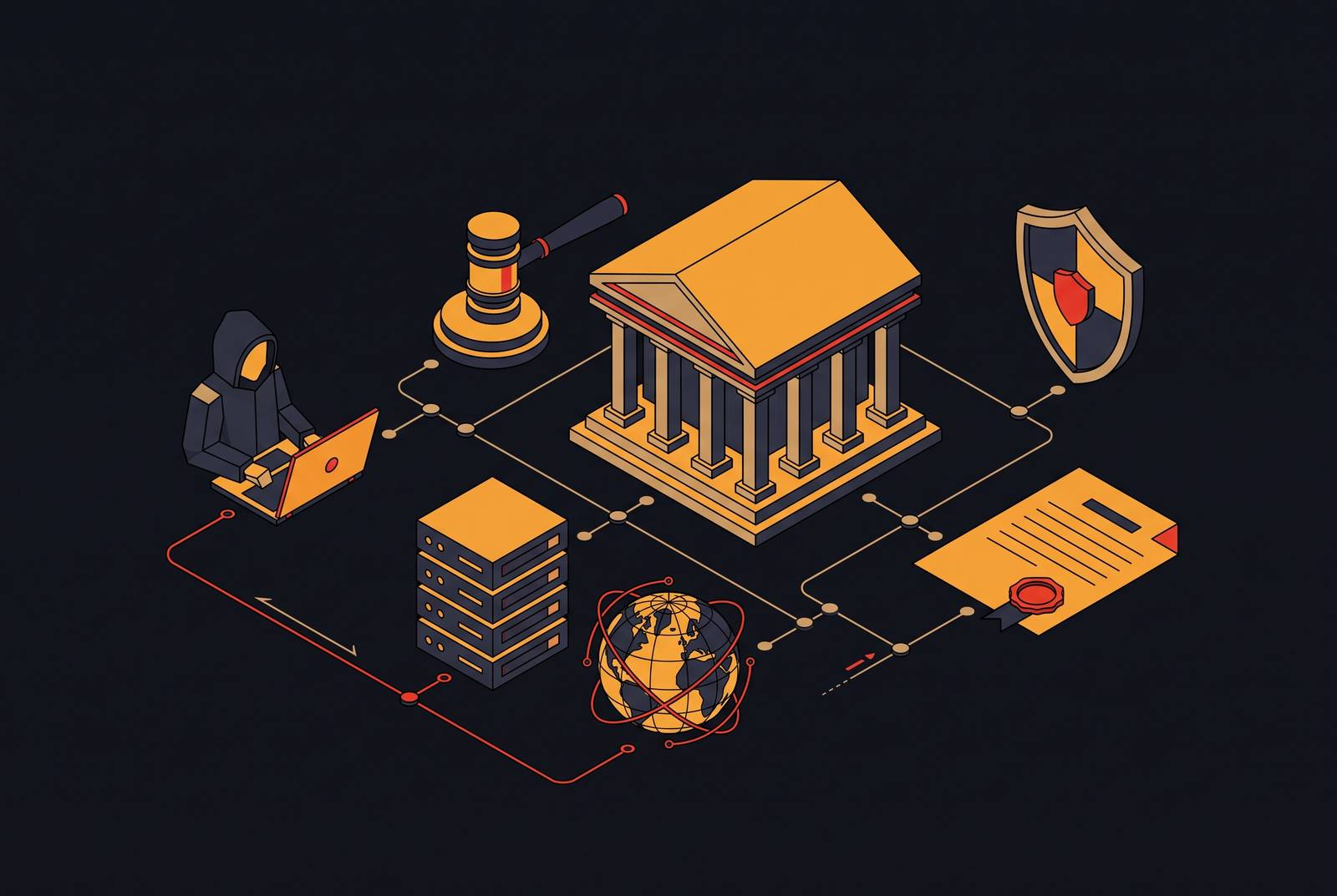 Cover illustration for “Nation-State Hacker Indictments by the US DOJ”