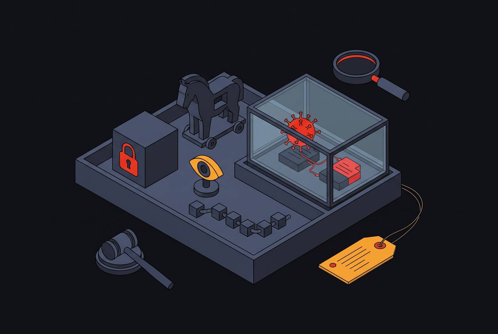 Cover illustration for “Malware vs Virus Technical Distinction in Criminal Cases”